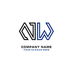 initials NW logo template vector. modern abstract initials logo shaped lines,
