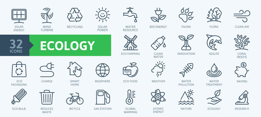 Ecology minimal thin line web icon set. Outline icons collection. Simple vector illustration - 292068498