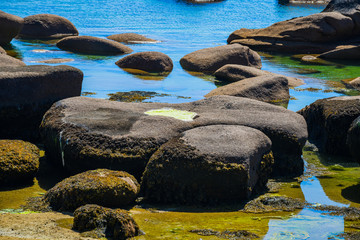 Incredible landscape on the island Renote in Tregastel. Brittany. France