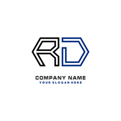 initials RD logo template vector. modern abstract initials logo shaped lines,