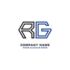 initials RG logo template vector. modern abstract initials logo shaped lines,
