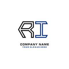 initials RI logo template vector. modern abstract initials logo shaped lines,