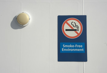 Smoke free environment sign outdoors