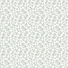Beautiful seamless pattern in roses with contours. Hand-drawn contour lines and strokes. Perfect for background greeting cards and invitations of the wedding, birthday, Valentine's Day