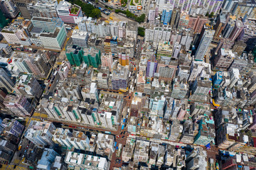 Top view of Hong Kong downtown cityscape