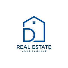 Letter D Roof House Logo Design Template,  real estate company ,  jewelry or hotel logo design concept. - VECTOR