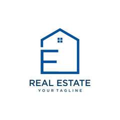 Letter E Roof House Logo Design Template,  real estate company ,  jewelry or hotel logo design concept. - VECTOR