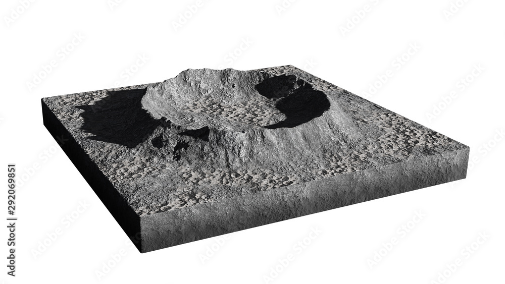Canvas Prints cross section of crater on the surface of the moon, isolated on white background