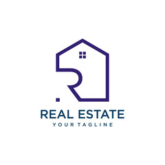 Letter R Roof House Logo Design Template,  real estate company ,  jewelry or hotel logo design concept. - VECTOR