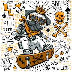 pug dog illustration graphic design resource