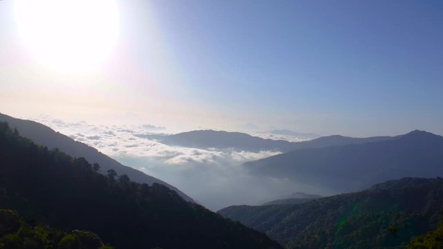 clouds on a mountain valley