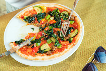 fresh pizza with organic vegetables