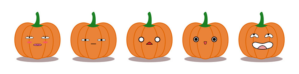 Vector set of pumpkin with different facial expression isolated on white background. Symbol of Halloween holiday. pumpkin cartoon.