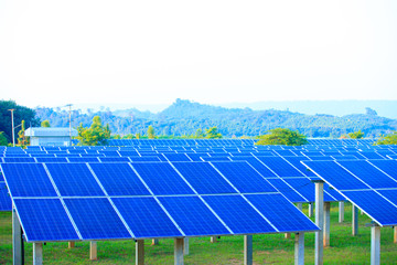 Solar panels with white sky,solar energy production plant