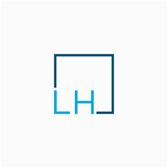 Fototapeta premium LH Logo design with square frame line art. business consulting concept. studio,room,group icon - vector