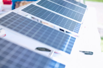solar cell in farm. photovoltaic module for agriculture.
