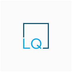 LQ Logo design with square frame line art. business consulting concept. studio,room,group icon - vector