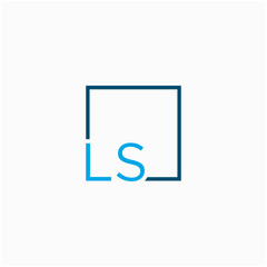 LS Logo design with square frame line art. business consulting concept. studio,room,group icon - vector