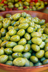 green olive sold in provence market in the south of france 