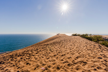 Large sand dunes on the coast of Concón, Chile.
