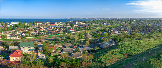 Panoramic top view of the industrial district of Odessa, Ukraine