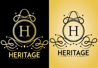 Heritage crest logo isolated on background. Letter logo, Initials logo, suitable for any company, ready to print, easy to edit, organized layer..