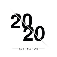 Happy New Year 2020 Text Design. Vector Eps 10