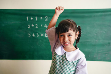 Student or school child standing in front of the classroom .Education concept.