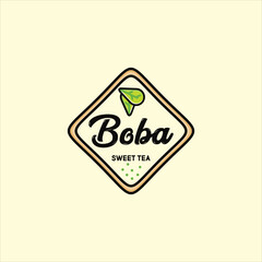boba tea with the quadrilateral concept of the logo