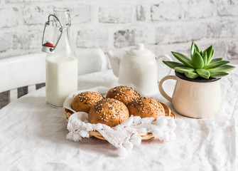 breakfast with milk and cookies