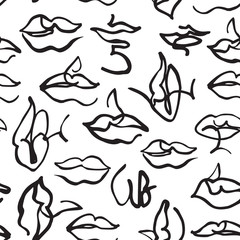 Hand drawn lips shapes illustration for trendy fashion design
