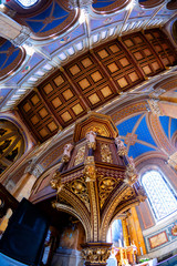 Fototapeta premium Interior of Fot Cathedral, was design by Ybl Miklos, is one of the most impressive church in rural Hungary.