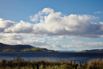 Obraz premium landscape with lake and clouds
