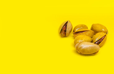 Pistachio nuts with shells on a isolated background