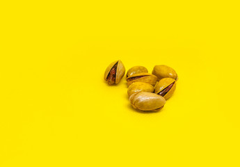 Pistachio nuts with shells on a isolated background