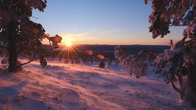 Epic Sunset in Lapland, Finland. Some epic light and wind blowing the snow looks great. Part 1/2 of the video.