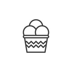 Ice cream sundae line icon. linear style sign for mobile concept and web design. Ice cream scoop outline vector icon. Symbol, logo illustration. Vector graphics