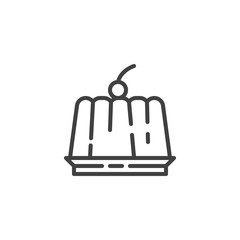 Pudding with berry line icon. linear style sign for mobile concept and web design. Jelly dessert outline vector icon. Symbol, logo illustration. Vector graphics