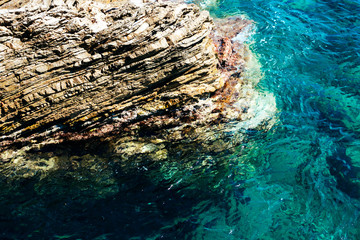 Landscape with clear blue sea and beautiful cliffs.