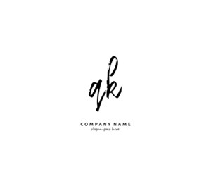  QK Initial handwriting logo vector