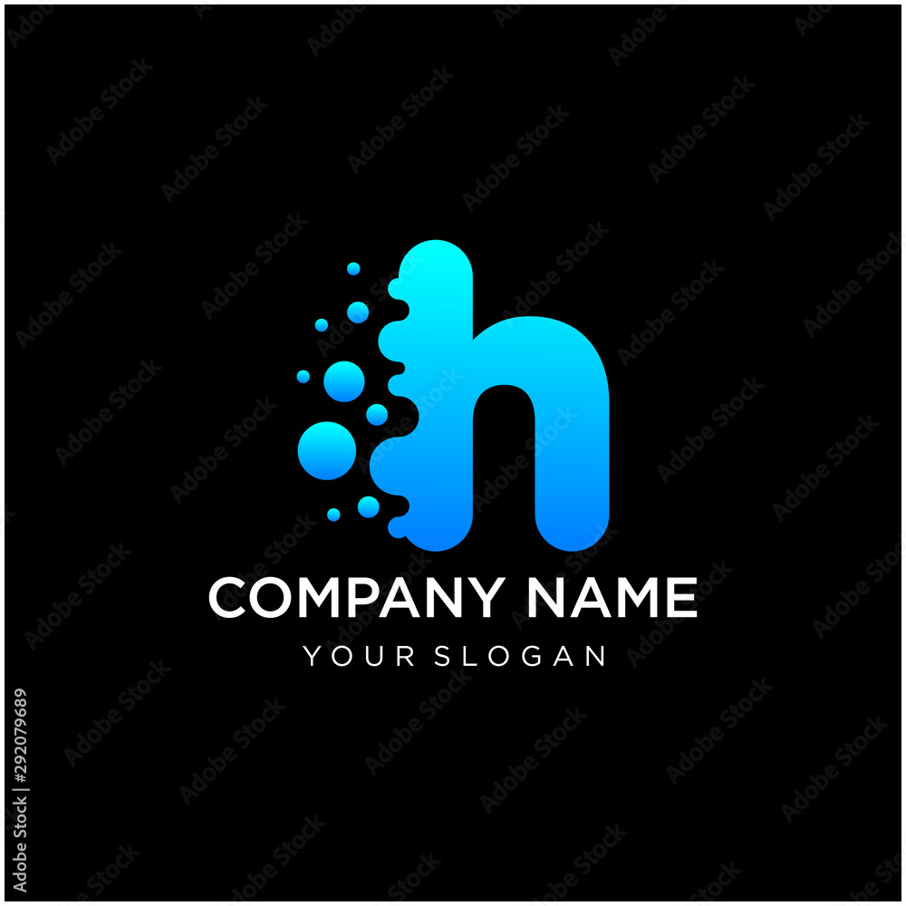Poster letter h with dot shape. molecule and lab logo design element. perfect for technology,software, netw