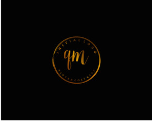 Fototapeta na wymiar QM Initial handwriting logo vector