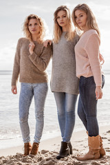 Three fashionable models outdoor