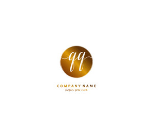  QQ Initial handwriting logo vector