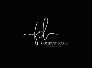 F D FD Initial handwriting logo design with circle. Beautyful design handwritten logo for fashion, team, wedding, luxury logo.