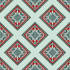Seamless paisley pattern design with geometrical shapes