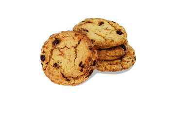 group of bake cookies brown sweets in white background have clipping path