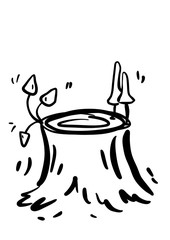 stump icon. wood logs for forestry and lumber industry. Illustration of trunks, stump and planks. For web design isolated on white background