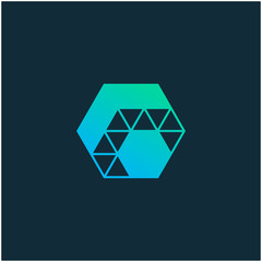 launch Arrow hexagon abstract logo design.  Delivery icon. Web, Digital, Marketing, Network icon. construction concept. -vector