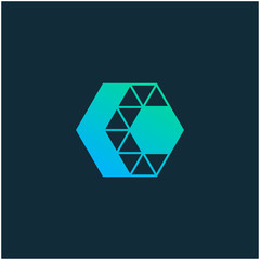 back Arrow hexagon abstract logo design. letter K and C Arrow icon. Go icon. Delivery icon. Web, Digital, Marketing, Network icon. construction concept. -vector